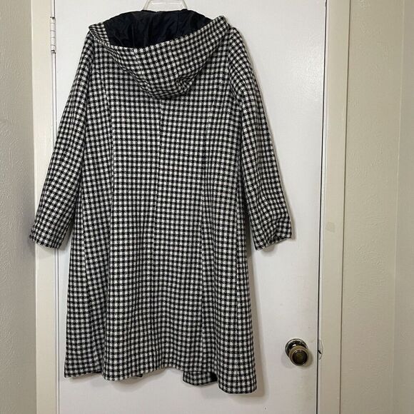 O.Z.O.C. japan wool houndstooth hooded peacoat knee length size 38 - Picture 6 of 7